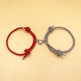 2pcs Love Heart Shape Magnet Buckle Bracelets For Men And Women Couple Bracelet Sets Accessories Gift