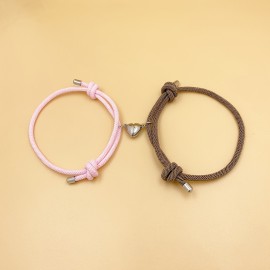 2pcs Love Heart Shape Magnet Buckle Bracelets For Men And Women Couple Bracelet Sets Accessories Gift