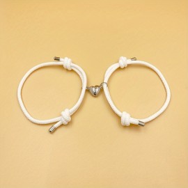 2pcs Love Heart Shape Magnet Buckle Bracelets For Men And Women Couple Bracelet Sets Accessories Gift