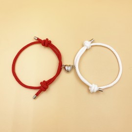 2pcs Love Heart Shape Magnet Buckle Bracelets For Men And Women Couple Bracelet Sets Accessories Gift