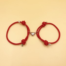 2pcs Love Heart Shape Magnet Buckle Bracelets For Men And Women Couple Bracelet Sets Accessories Gift