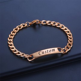 1pc Custom Engraved Name Men's Bracelet Fashion Personalized Stainless Steel Golden Nameplate Bracelet Jewelry Gift For Boyfriend