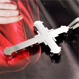 Male Silver Golden Black Alloy Zirconia Jesus Cross Pendant Necklace Jewelry For Men