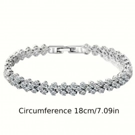 1pc Exquisite Crystal Bracelet, Gift For Men Women, Wedding Gift Rose Golden /Silvery Chain Bracelets Jewelry