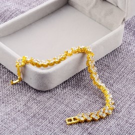 1pc Exquisite Crystal Bracelet, Gift For Men Women, Wedding Gift Rose Golden /Silvery Chain Bracelets Jewelry