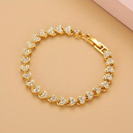 1pc Exquisite Crystal Bracelet, Gift For Men Women, Wedding Gift Rose Golden /Silvery Chain Bracelets Jewelry