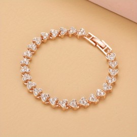 1pc Exquisite Crystal Bracelet, Gift For Men Women, Wedding Gift Rose Golden /Silvery Chain Bracelets Jewelry