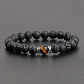 Men's Lava Stone Can Drop Essential Oil Bead Bracelet