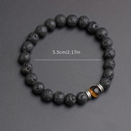 Men's Lava Stone Can Drop Essential Oil Bead Bracelet