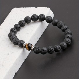 Men's Lava Stone Can Drop Essential Oil Bead Bracelet