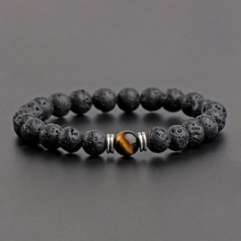 Men's Lava Stone Can Drop Essential Oil Bead Bracelet