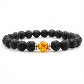 Men's Lava Stone Can Drop Essential Oil Bead Bracelet