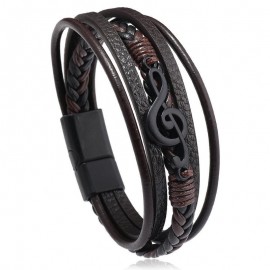 1Pc Excellent Vintage Creative Men's PU Leather Bracelet Musical Note Simple Cool Multi-layer Bracelet Party Favors