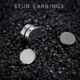 1pair Of Magnetic Stainless Steel Non Pierced Earrings For Men Magnet Clip Earrings