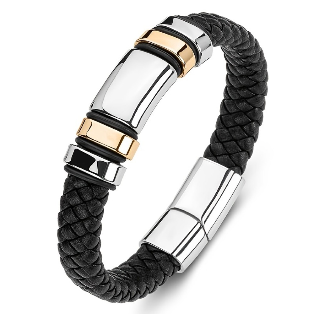 New Fashion Men's Personality Creative Design Leather Glossy Bracelet Hip Hop Trend Jewelry