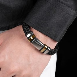 New Fashion Men's Personality Creative Design Leather Glossy Bracelet Hip Hop Trend Jewelry