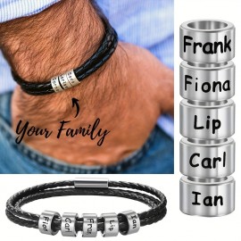 Men's Trendy Simple Custom Family Name Bracelet For Daily Decoration, Gift For Family And Friends, Holiday Birthday Gift For Boyfriends / Girlfriends