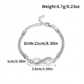 Silvery Rhinestone Infinite Bracelet 8 Number Cross Pendant Charm Blange Bracelets  Infinity Bracelet Jewelry