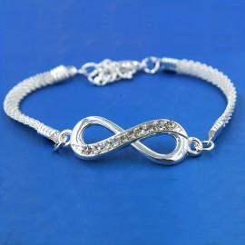 Silvery Rhinestone Infinite Bracelet 8 Number Cross Pendant Charm Blange Bracelets  Infinity Bracelet Jewelry