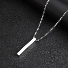 Stainless Steel Rectangle Bar Pendant Necklace Men's Hip Hop Versatile Sweater Chain Accessory