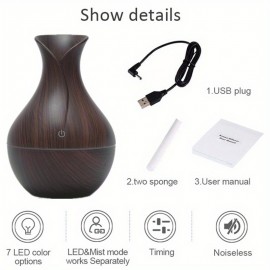 7-Color LED Electric Humidifier for Bedroom, Office, and Desktop - Adjustable Timer and Moisture Control