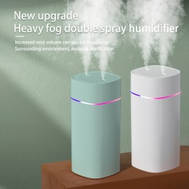 Portable Mist Humidifier, 600ml Small Desk Cool Mini Humidifier With Colorful Night Light, USB Personal Desktop Humidifiers For Office Bedroom, Travel, Plants, Auto Shut-Off, Dual Humidification Mode, Super Quiet