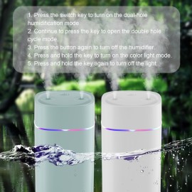 Portable Mist Humidifier, 600ml Small Desk Cool Mini Humidifier With Colorful Night Light, USB Personal Desktop Humidifiers For Office Bedroom, Travel, Plants, Auto Shut-Off, Dual Humidification Mode, Super Quiet