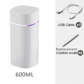 Portable Mist Humidifier, 600ml Small Desk Cool Mini Humidifier With Colorful Night Light, USB Personal Desktop Humidifiers For Office Bedroom, Travel, Plants, Auto Shut-Off, Dual Humidification Mode, Super Quiet