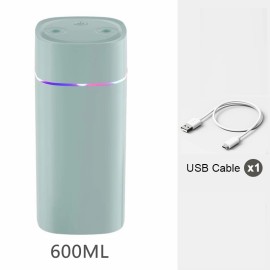 Portable Mist Humidifier, 600ml Small Desk Cool Mini Humidifier With Colorful Night Light, USB Personal Desktop Humidifiers For Office Bedroom, Travel, Plants, Auto Shut-Off, Dual Humidification Mode, Super Quiet