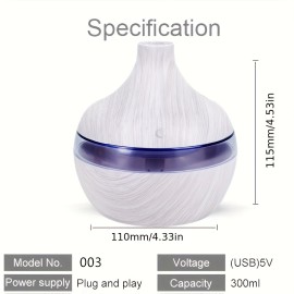 USB Touch-Activated White Wood Grain Humidifier - Add Comfort & Style to Your Home!