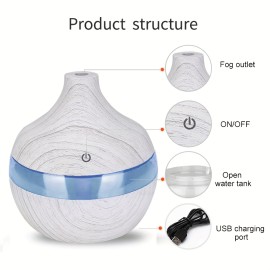 USB Touch-Activated White Wood Grain Humidifier - Add Comfort & Style to Your Home!