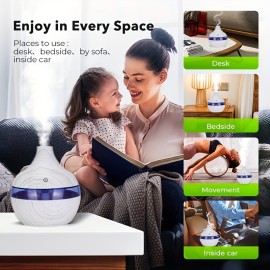 USB Touch-Activated White Wood Grain Humidifier - Add Comfort & Style to Your Home!