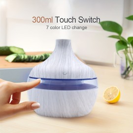 USB Touch-Activated White Wood Grain Humidifier - Add Comfort & Style to Your Home!