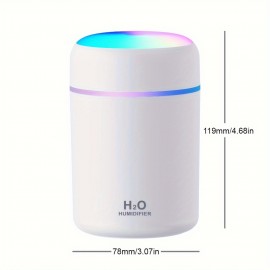 10.14oz Portable Air Humidifier USB Colorful Atmosphere Light Mini Desktop Sprayer For Car Bedroom Office