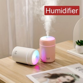 10.14oz Portable Air Humidifier USB Colorful Atmosphere Light Mini Desktop Sprayer For Car Bedroom Office