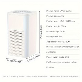 Smart Home Mini Air Purifier - Removes Formaldehyde, Dust, Second-Hand Smoke, PM 2.5, And Allergens With Silent Negative Ion Technology