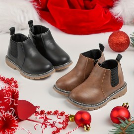 Comfortable Cool Soft Bottom Boots For Boys Kids, Non Slip Boots With Zipper For Indoor Outdoor Travel, Autumn And Winter