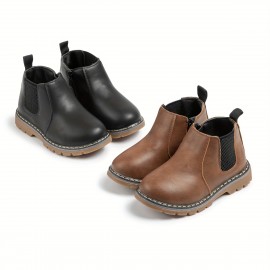 Comfortable Cool Soft Bottom Boots For Boys Kids, Non Slip Boots With Zipper For Indoor Outdoor Travel, Autumn And Winter