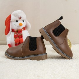 Comfortable Cool Soft Bottom Boots For Boys Kids, Non Slip Boots With Zipper For Indoor Outdoor Travel, Autumn And Winter