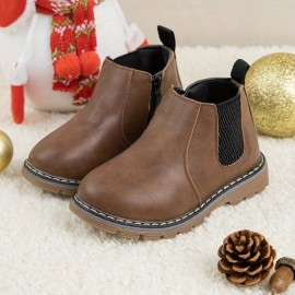 Comfortable Cool Soft Bottom Boots For Boys Kids, Non Slip Boots With Zipper For Indoor Outdoor Travel, Autumn And Winter