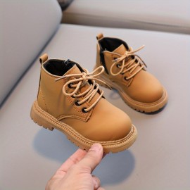 Vintage Cool Boots For Boys Kids, Comfortable Non Slip Boots With Zipper For Indoor Outdoor Travel, Spring And Autumn