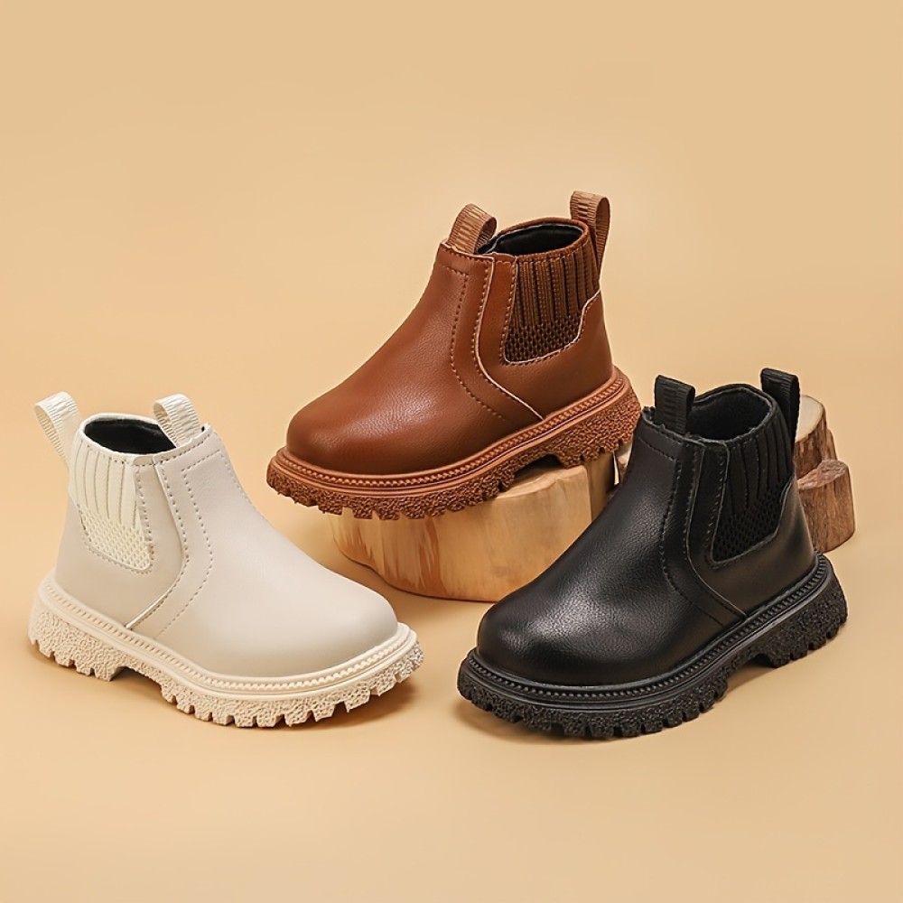 Trendy Solid Color Boots With Zipper For Boys, Lightweight Non Slip Boots For Indoor Outdoor Travel, Autumn And Winter