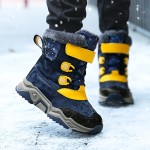 Boy's Trendy Snow Boots, Warm Fleece Cozy Non-slip Ankle Boots Plush Comfy Outdoor Hiking Shoes Lined Trekking Shoes, Winter