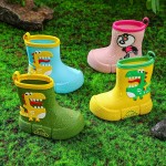 JIAGEYA Boys Girls EVA Rain Boots, Cartoon Dinosaur Panda Design Waterproof Soft Sole Anti Slip High Top Shoes For Rainy Weather