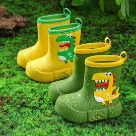 JIAGEYA Boys Girls EVA Rain Boots, Cartoon Dinosaur Panda Design Waterproof Soft Sole Anti Slip High Top Shoes For Rainy Weather