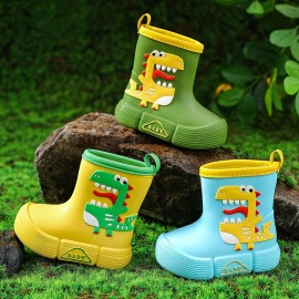 JIAGEYA Boys Girls EVA Rain Boots, Cartoon Dinosaur Panda Design Waterproof Soft Sole Anti Slip High Top Shoes For Rainy Weather