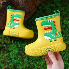 JIAGEYA Boys Girls EVA Rain Boots, Cartoon Dinosaur Panda Design Waterproof Soft Sole Anti Slip High Top Shoes For Rainy Weather