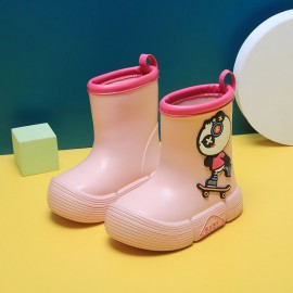 JIAGEYA Boys Girls EVA Rain Boots, Cartoon Dinosaur Panda Design Waterproof Soft Sole Anti Slip High Top Shoes For Rainy Weather