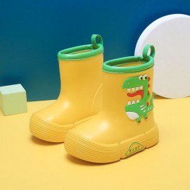 JIAGEYA Boys Girls EVA Rain Boots, Cartoon Dinosaur Panda Design Waterproof Soft Sole Anti Slip High Top Shoes For Rainy Weather