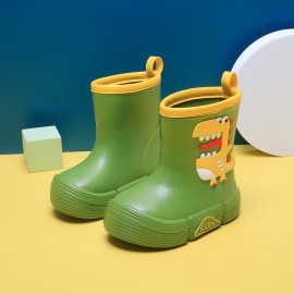 JIAGEYA Boys Girls EVA Rain Boots, Cartoon Dinosaur Panda Design Waterproof Soft Sole Anti Slip High Top Shoes For Rainy Weather